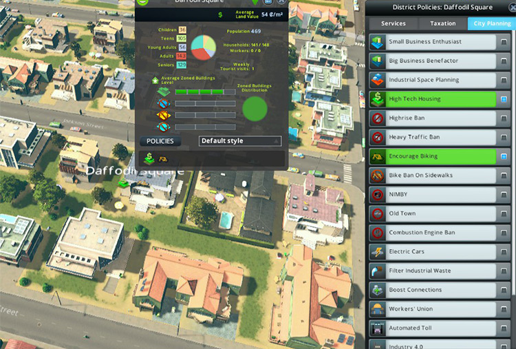 Check high-tech housing on the list to enable it in that district only. / Cities: Skylines