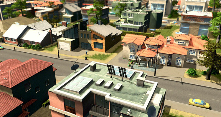 A neighborhood of all high-tech housing. / Cities: Skylines