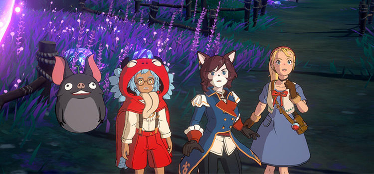 NNK:CW showing the player, Cluu, Chloe, and Edelian