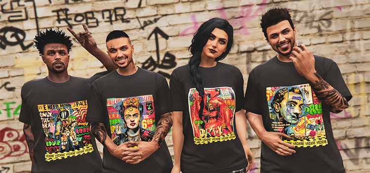 Caution T-shirt pack for GTA5 (Male + Female)