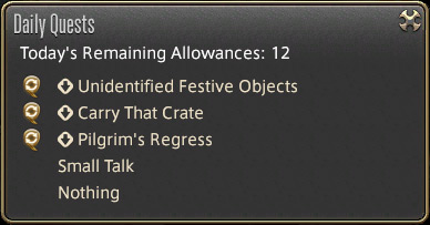 Some of the quests you can accept from Seigetsu the Enlightened / FFXIV