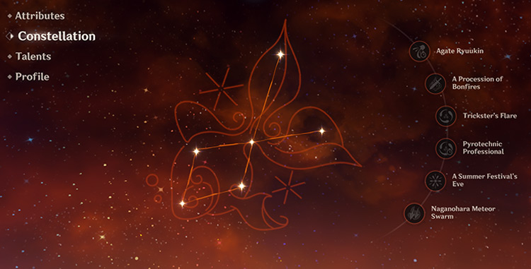 Yoimiya’s constellation screen / Genshin Impact