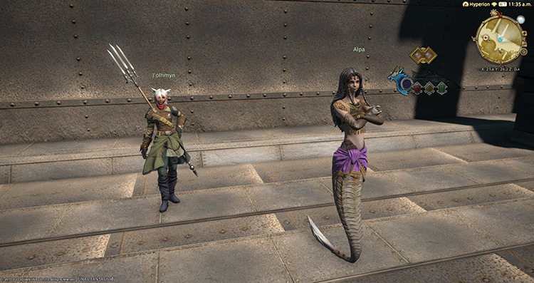 Alpa alongside her friend J’olhmyn / Final Fantasy XIV