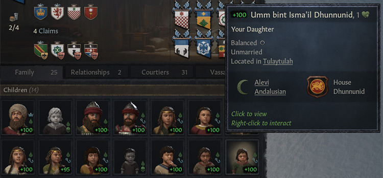 Player character with many children in CK3