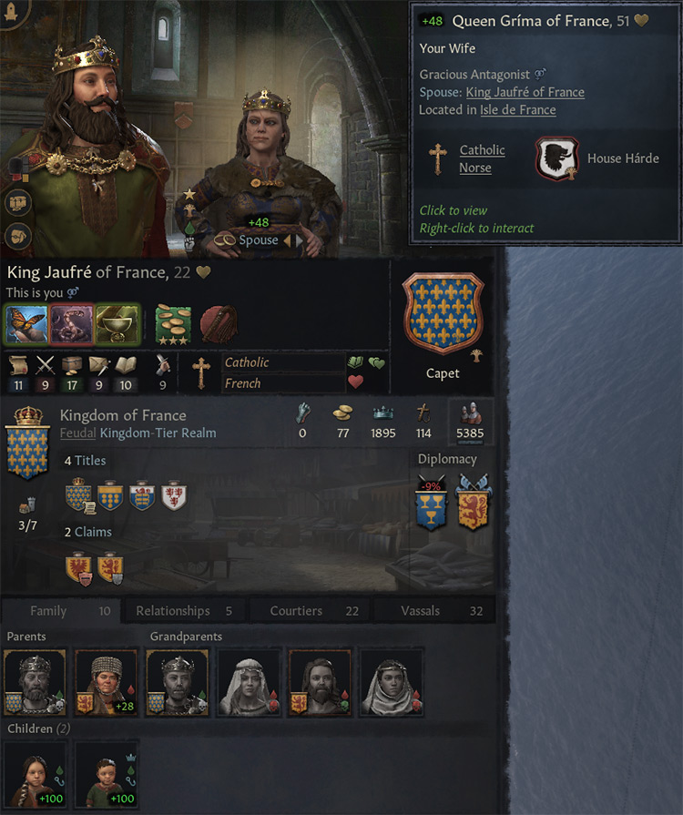 A character with two children and a 51 year old wife, who cannot have more children / Crusader Kings III