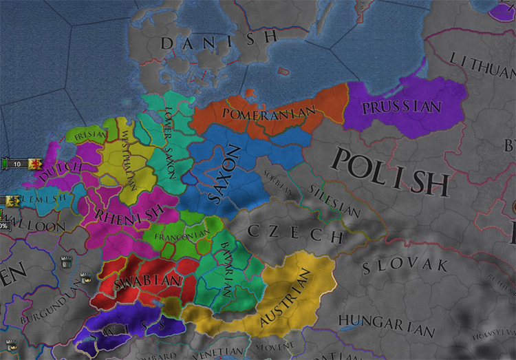 The Germanic culture group dominating the HRE. / Europa Universalis IV