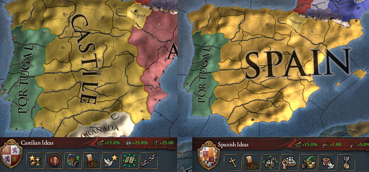 Comparing Castile and Spain in EU4