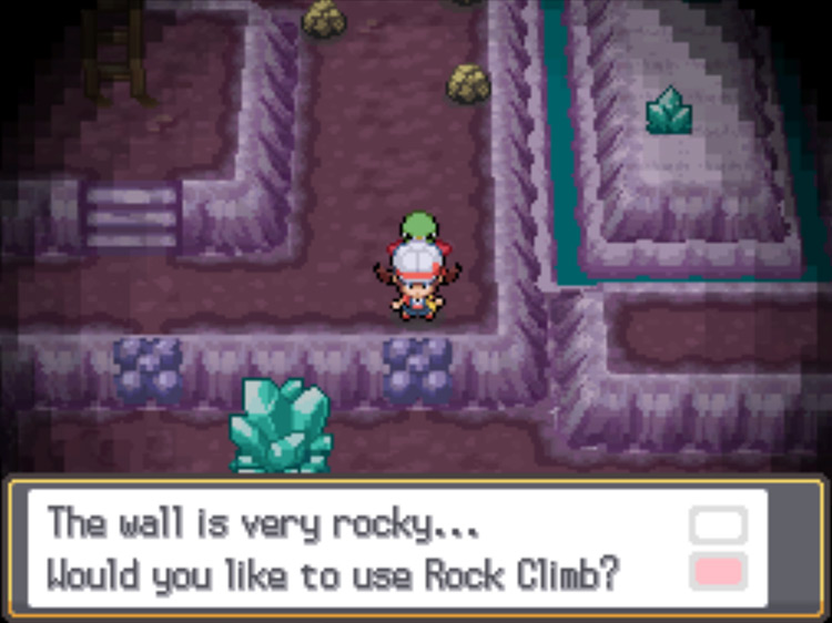 The two Rock Climb spots deep in Cerulean Cave / Pokémon HGSS