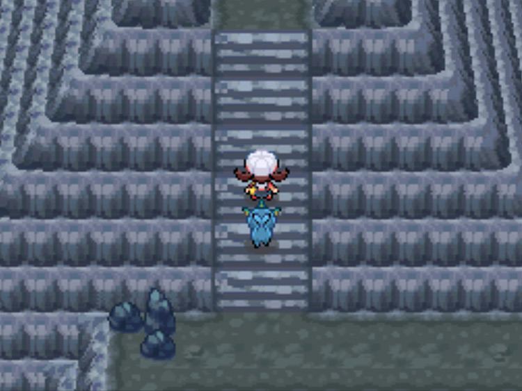 The very steep staircase inside Mt. Silver / Pokémon HGSS