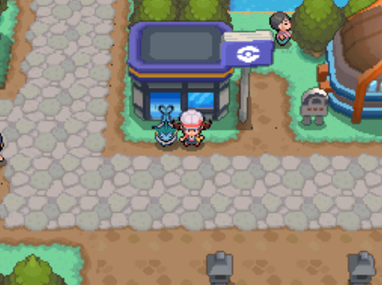 The Poke Mart in Violet City, inside of which you receive the Mystery Egg / Pokémon HeartGold and SoulSilver