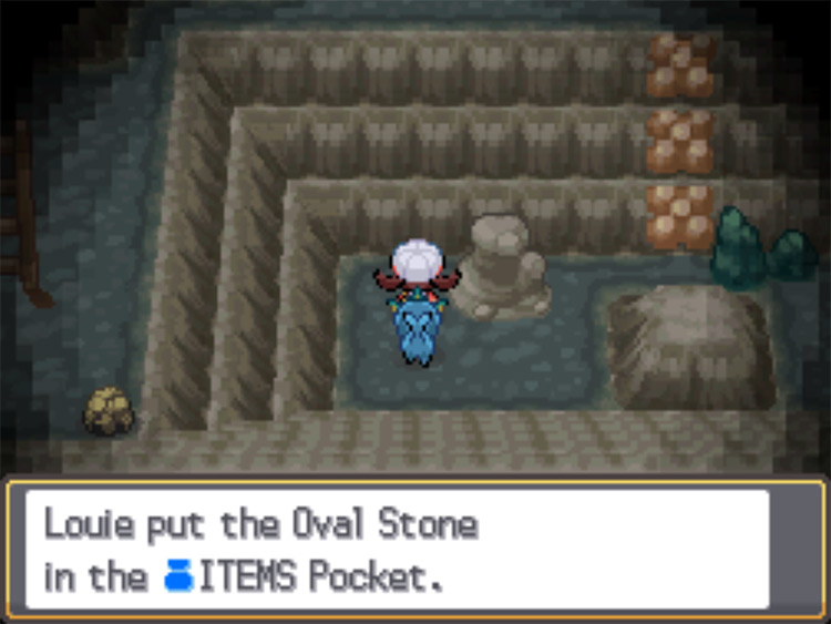 The location of the Oval Stone inside Rock Tunnel / Pokemon HGSS