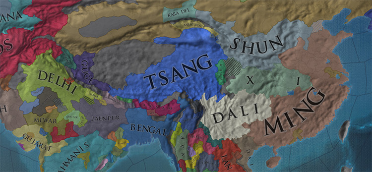 Ming already exploding into smaller kingdoms. / Europa Universalis IV