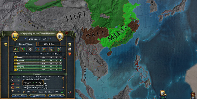 Annexing an insane amount of land from Ming. / Europa Universalis IV