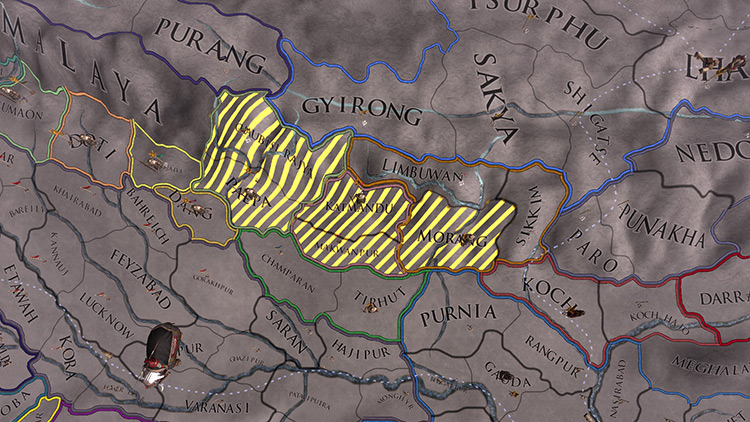 The Target Provinces for Forming Nepal / EU4