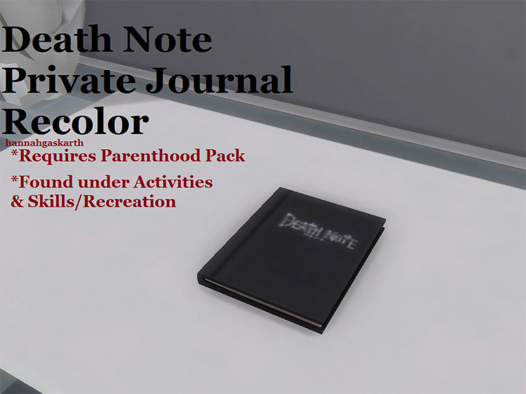 Death Note Journal / Sims 4 CC