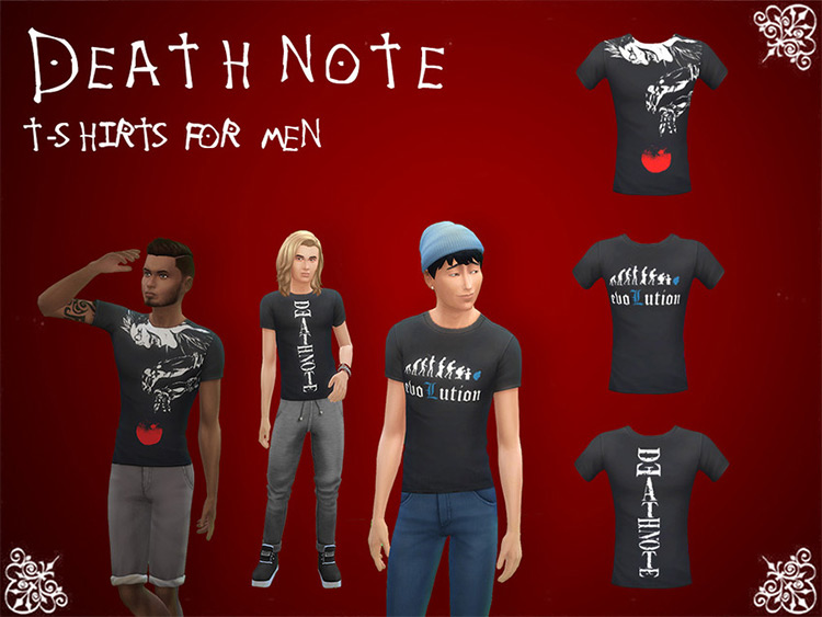 Death Note T-Shirts for Men / Sims 4 CC