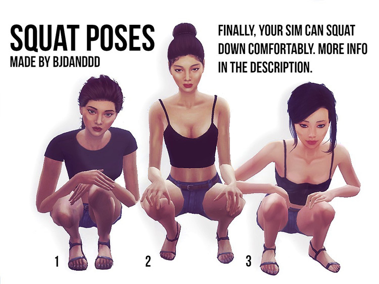 Squatting/Crouching / Sims 4 Pose Pack