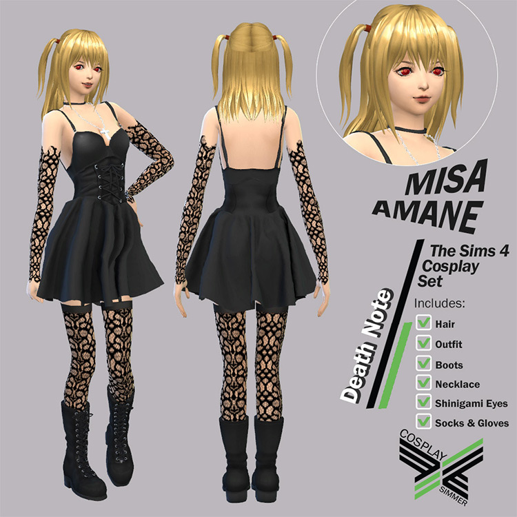 Misa Amane Cosplay / Sims 4 CC