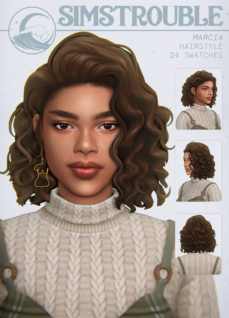 30  Best Short Curly Hair CC for The Sims 4  Guys   Girls    - 42