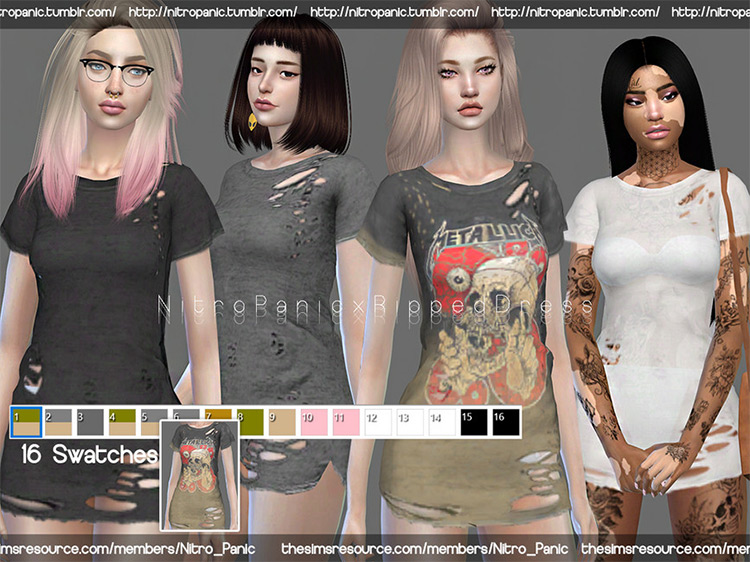 Sims 4 CC  Ripped   Torn Shirts  Guys   Girls    FandomSpot - 96