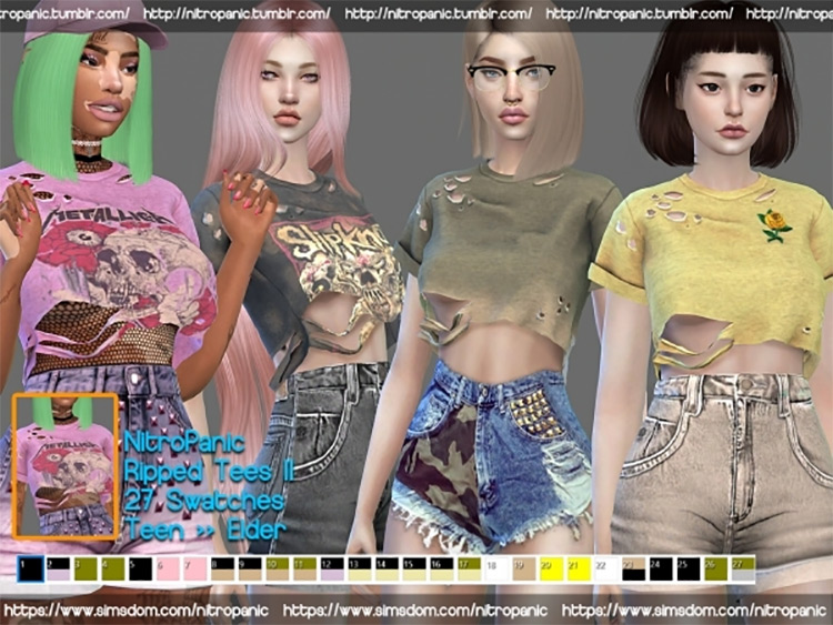 Sims 4 CC  Ripped   Torn Shirts  Guys   Girls    FandomSpot - 85