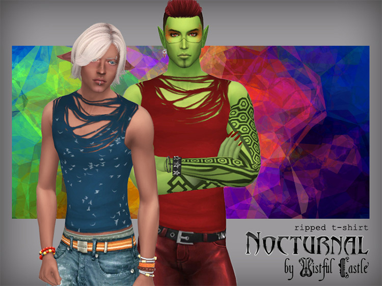 Sims 4 CC  Ripped   Torn Shirts  Guys   Girls    - 83