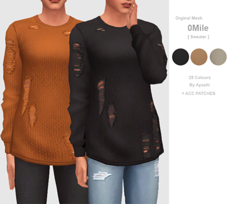 Sims 4 CC  Ripped   Torn Shirts  Guys   Girls    - 10