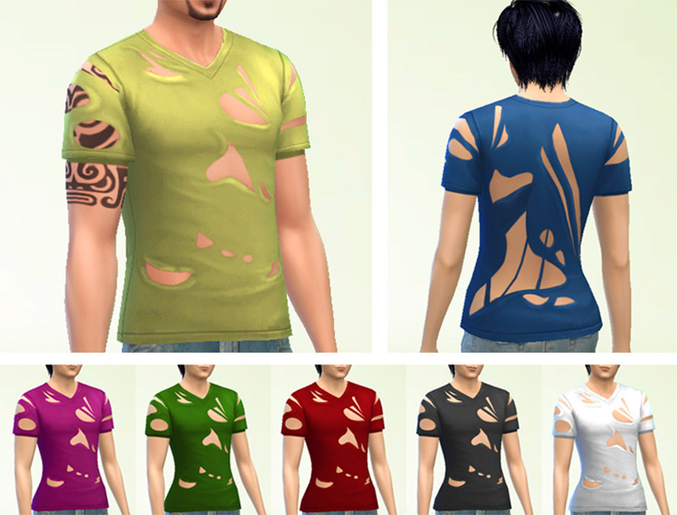 Sims 4 CC  Ripped   Torn Shirts  Guys   Girls    FandomSpot - 21