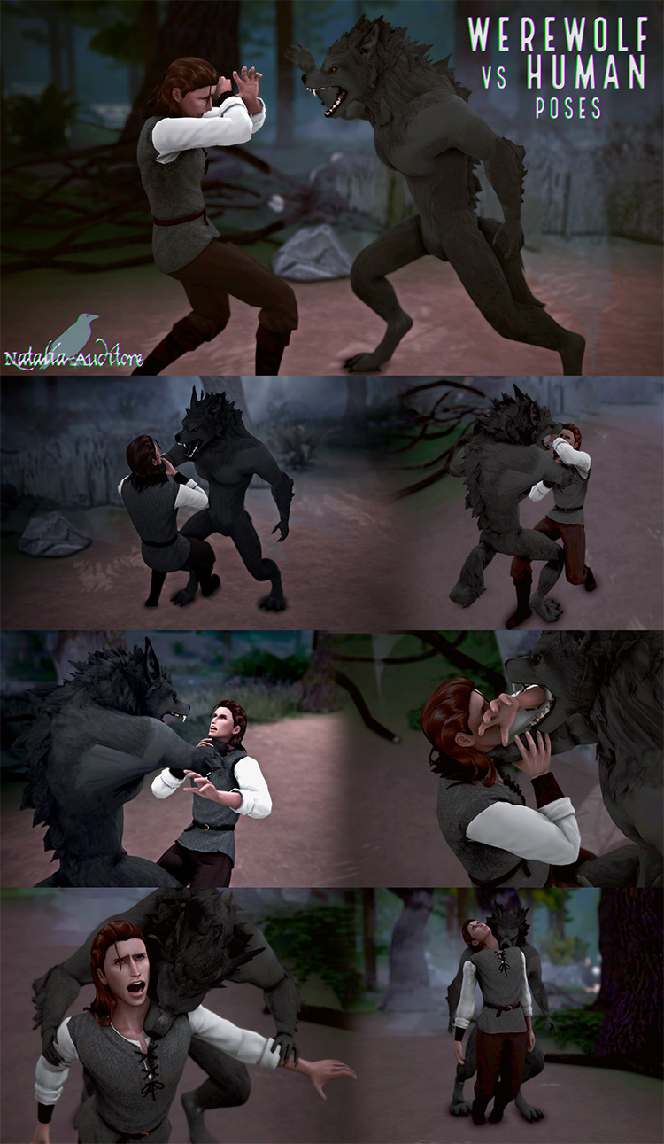 Werewolf vs Human / Sims 4 Pose Pack