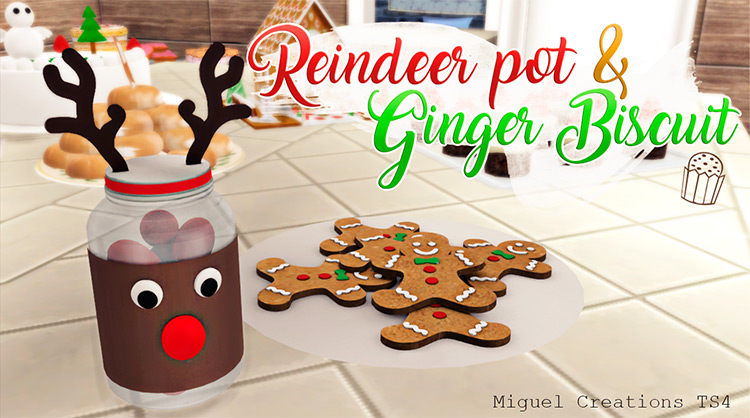 Reindeer Pot & Ginger Biscuit / Sims 4 CC