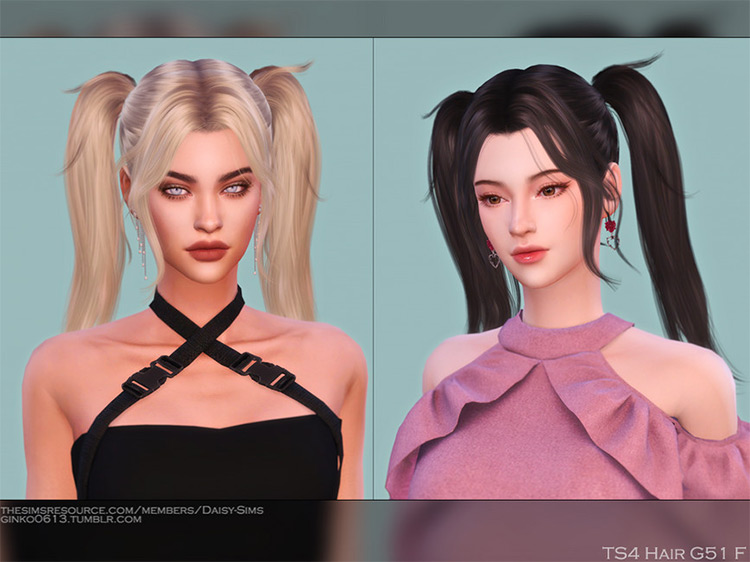 Female Hair G51 Pigtail / Sims 4 CC