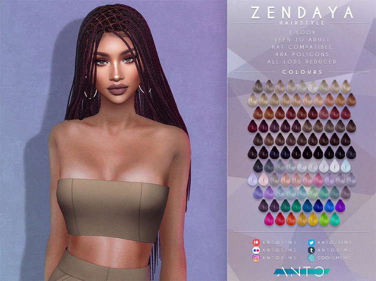 Účes Zendaya / Sims 4 CC