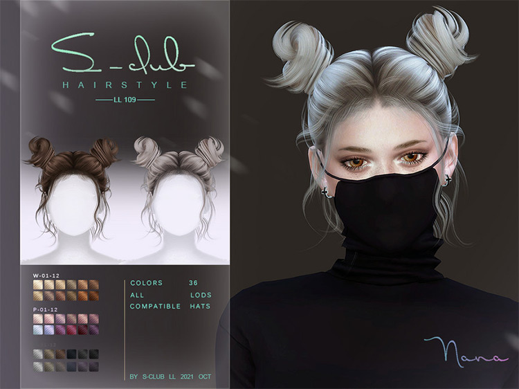 Short Hair with Buns / Sims 4 CC