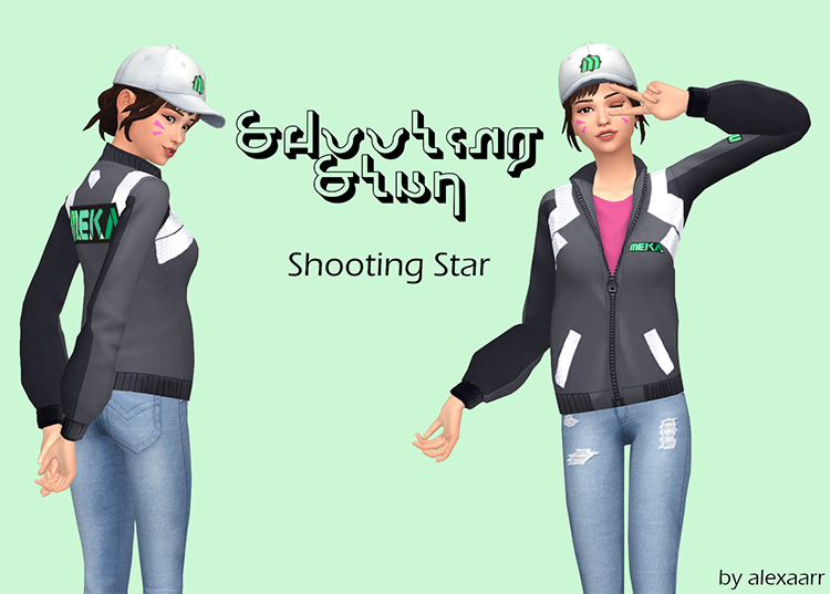 Shooting Star – D.Va Meka Jacket & Hat / Sims 4 CC