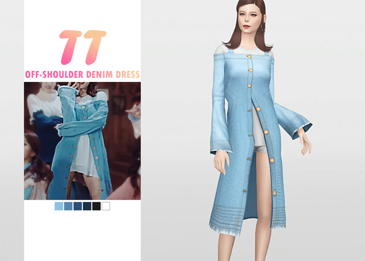 Sims 4 CC  Best Denim Dresses   Denim Skirts  All Free    FandomSpot - 28