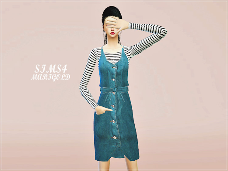 Sims 4 CC  Best Denim Dresses   Denim Skirts  All Free    FandomSpot - 97