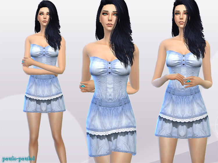 Sims 4 CC  Best Denim Dresses   Denim Skirts  All Free    FandomSpot - 24