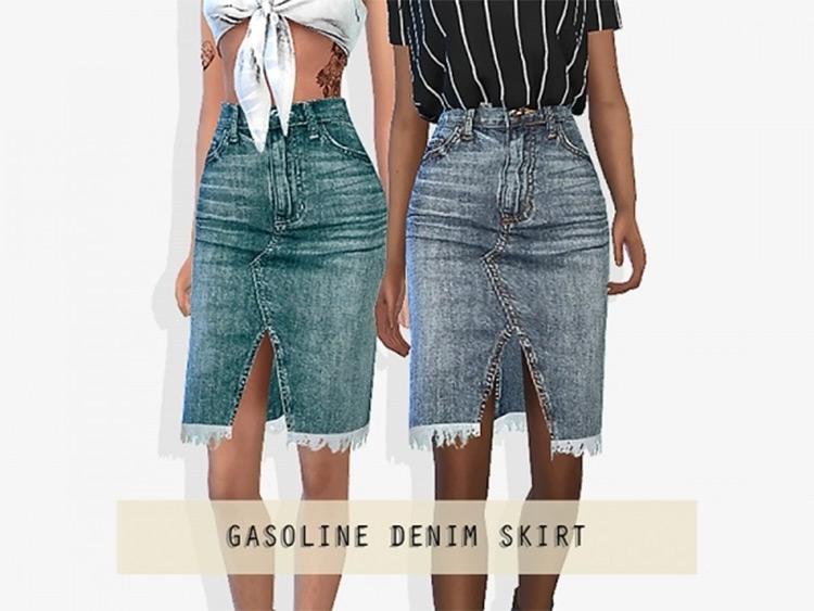 Gasoline Denim Skirt CC for The Sims 4