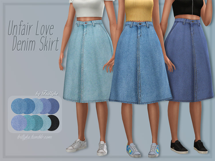 Sims 4 CC  Best Denim Dresses   Denim Skirts  All Free    FandomSpot - 67