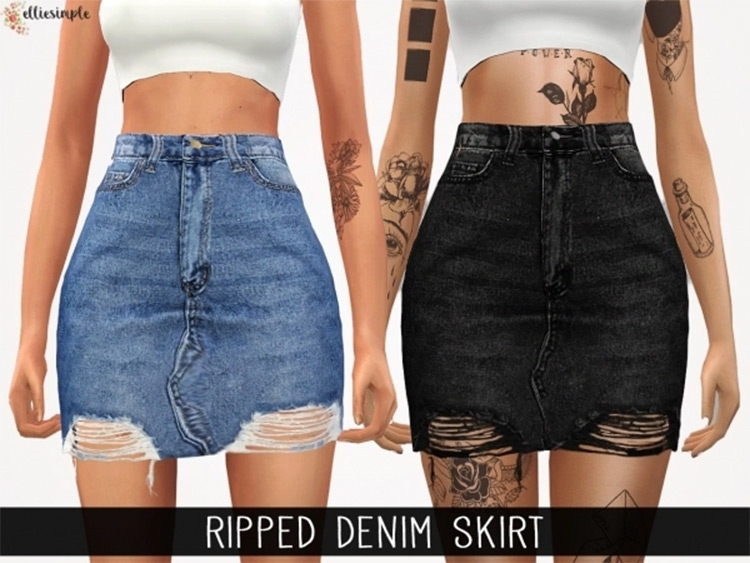 Ripped Denim Skirt for TS4