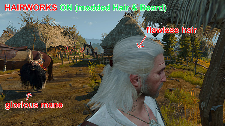 Hairworks on Everything but Geralt Witcher 3 mod