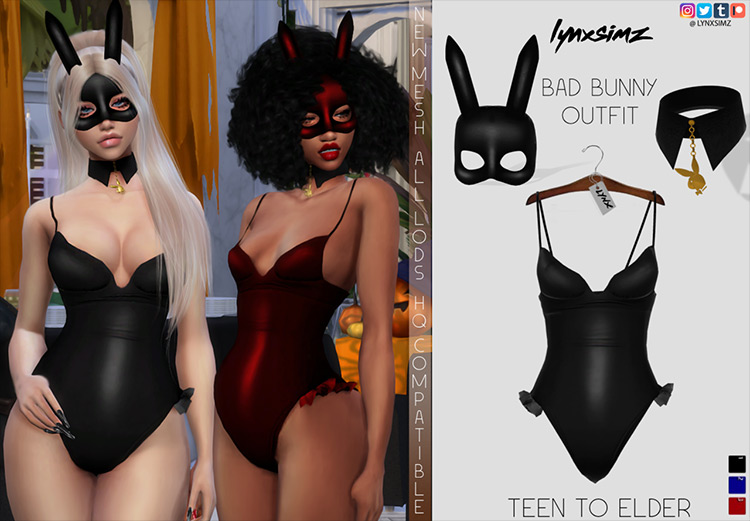 Bad Bunny Outfit CC for Sims 4