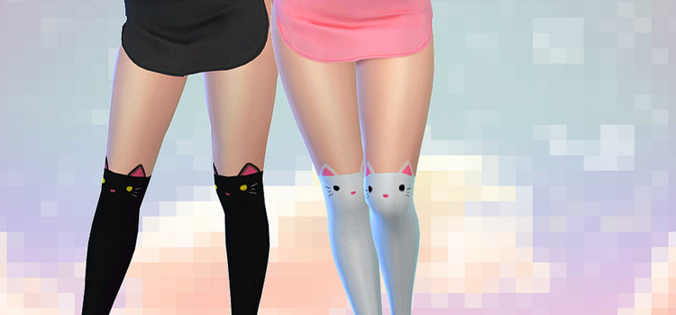 Knee-High Kitty Socks - Sims 4 Girls CC