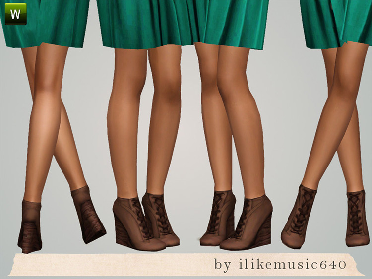 Wedge Lace Up Boots for The Sims 4