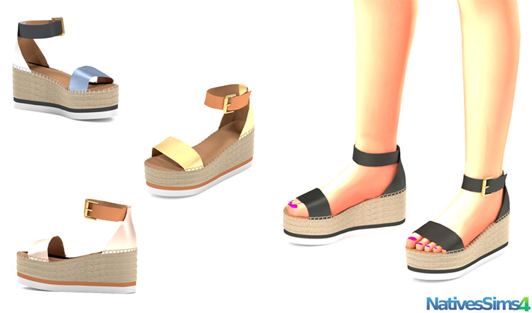 Wedged Espadrille Sandals CC for The Sims 4