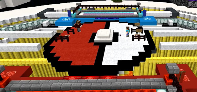 Pokeball battle tournament arena in Minecraft