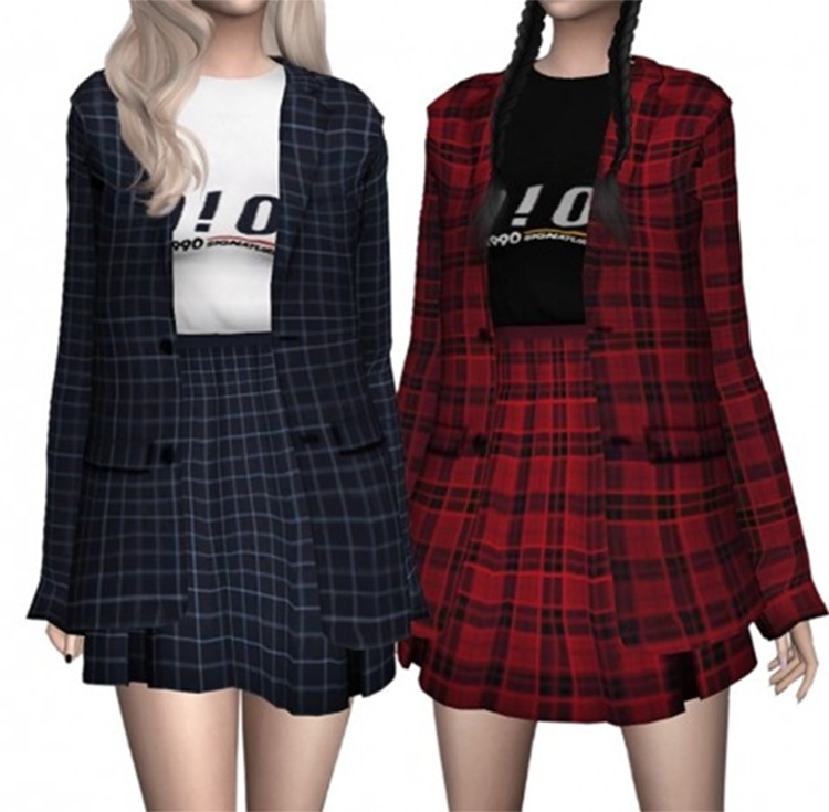 Sims 4 CC Plaid Dress