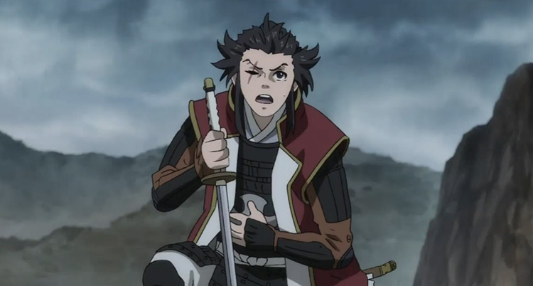 Tahoumaru with sword in battle field - Dororo anime