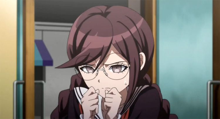 Afraid Touko Fukawa in Danganronpa: The Animation anime