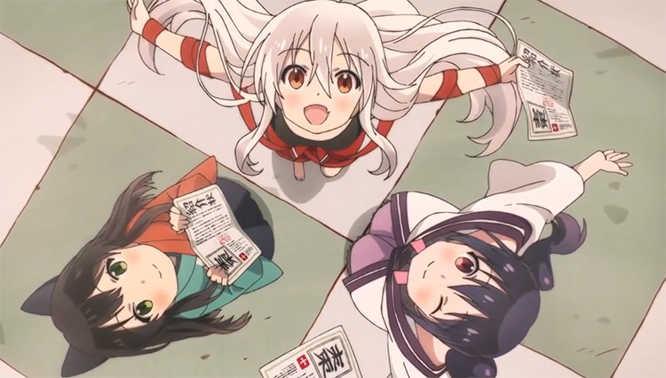 Three anime girls in Urara Meirochou Screenshot
